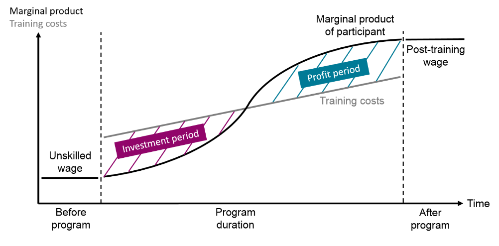 Enlarged view: Cost-effective training requires an enabling ecosystem that allows for example to design training programs that generate enough returns to cover firms' initial investments