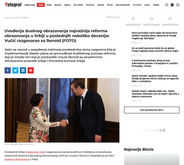 Reynold visits Serbian President